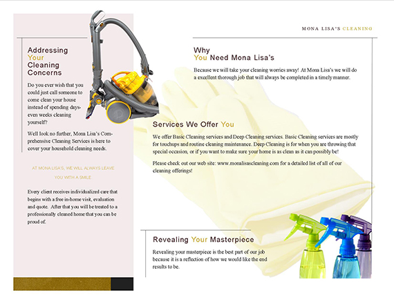 Mona Lisa&rsquo;s Masterful Cleaning Services Inside of Brochure